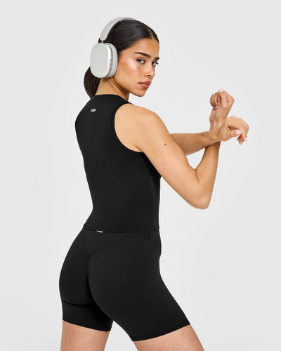 SoftMotion™ High Neck Mid Vest with White Logo | Black