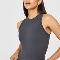 SoftMotion™ High Neck Mid Vest with White Logo | Coal