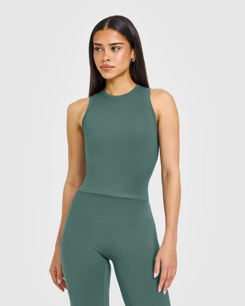 Oner Modal SoftMotion™ High Neck Mid Vest with White Logo | Iced Green