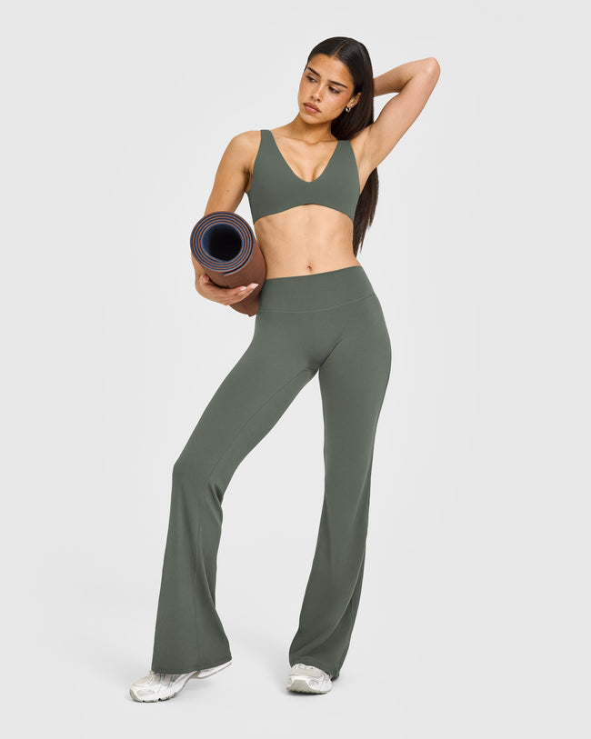 SoftMotion™ Flared Bottoms with White Logo | Dark Khaki