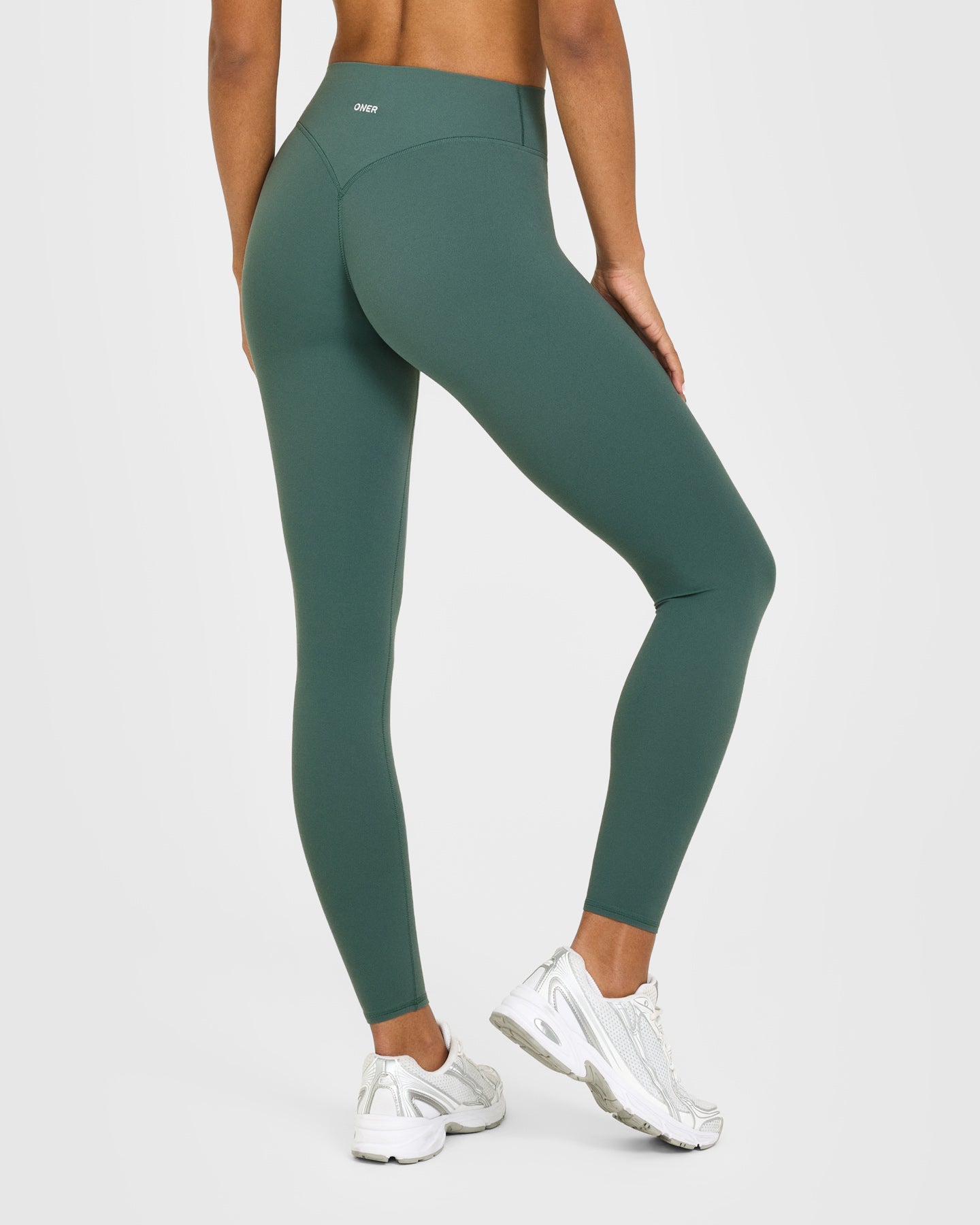 SoftMotion™ High Waisted Leggings with White Logo | Iced Green