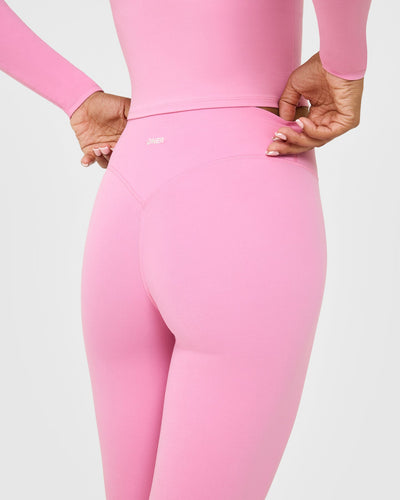 SoftMotion™ High Waisted Leggings with White Logo | Rose Pink