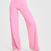 SoftMotion™ Straight Leg Bottoms with White Logo | Rose Pink
