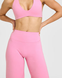 SoftMotion™ Straight Leg Bottoms with White Logo | Rose Pink