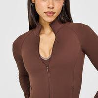 SoftMotion™ Jacket with White Logo | Espresso Brown