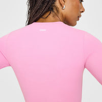 SoftMotion™ Long Sleeve Top with White Logo | Rose Pink
