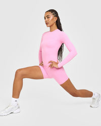 SoftMotion™ Long Sleeve Top with White Logo | Rose Pink