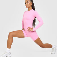 SoftMotion™ Long Sleeve Top with White Logo | Rose Pink