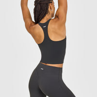 SoftMotion™ Racer Back Mid Vest with Built in Bra Shelf with White Logo | Coal