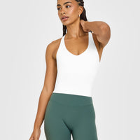 SoftMotion™ Racer Back Mid Vest With Built in Bra Shelf | White