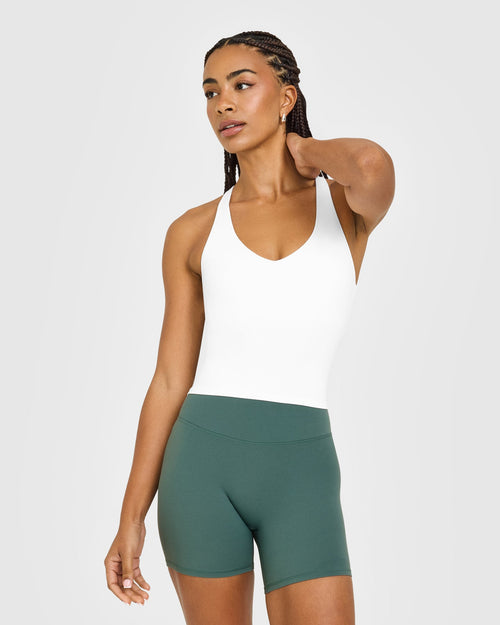 Oner Modal SoftMotion™ Racer Back Mid Vest With Built in Bra Shelf | White