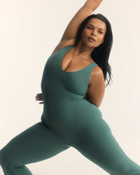 SoftMotion™ Scoop Back Flared All In One Long with White Logo | Iced Green