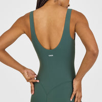 SoftMotion™ Scoop Back Flared All In One Long with White Logo | Iced Green