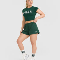 Lightweight Shorts with Printed Logo | Racing Green