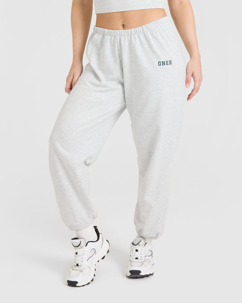 Oner Modal Lightweight Joggers with Printed Logo | Light Grey Marl