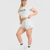 Lightweight Shorts with Printed Logo | Light Grey Marl