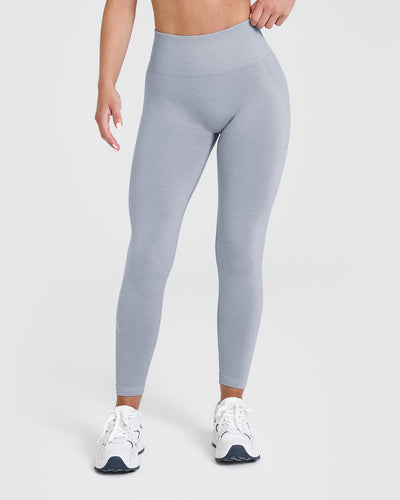 EffortlessLift™ Seamless Leggings with White Logo | Metal Grey