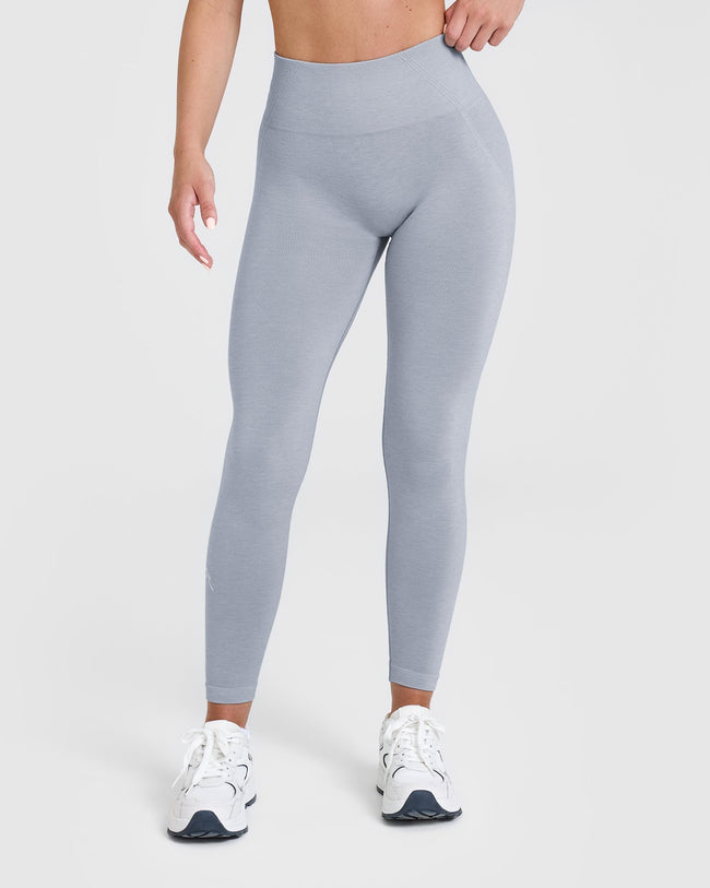 EffortlessLift™ Seamless Leggings with White Logo | Metal Grey