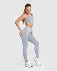 EffortlessLift™ Seamless Leggings with White Logo | Metal Grey