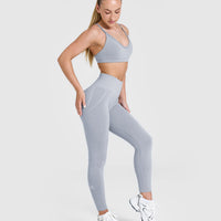 EffortlessLift™ Seamless Leggings with White Logo | Metal Grey