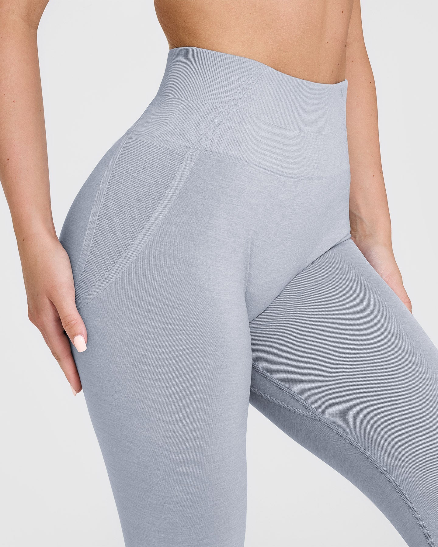 EffortlessLift™ Seamless Leggings with White Logo | Metal Grey