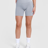 EffortlessLift™ Seamless Shorts with White Logo | Metal Grey