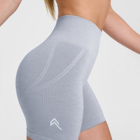 EffortlessLift™ Seamless Shorts with White Logo | Metal Grey