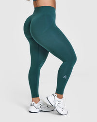 EffortlessLift™ Seamless Leggings with White Logo | Marine Teal
