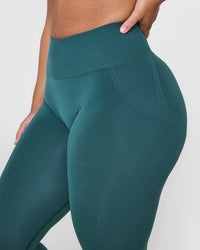 EffortlessLift™ Seamless Leggings with White Logo | Marine Teal