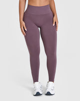 Effortless Seamless Leggings with White Logo | Vintage Purple