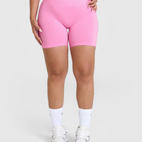 EffortlessLift™ Seamless Shorts with White Logo | Power Pink