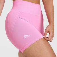 EffortlessLift™ Seamless Shorts with White Logo | Power Pink