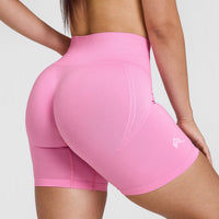 EffortlessLift™ Seamless Shorts with White Logo | Power Pink