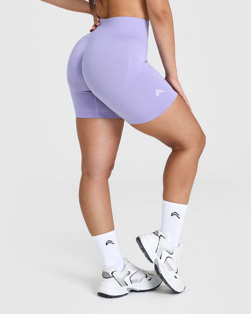 Effortless Seamless Shorts with White Logo | Vintage Violet