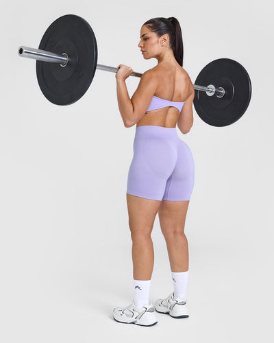 EffortlessLift™ Seamless Shorts with White Logo | Vintage Violet