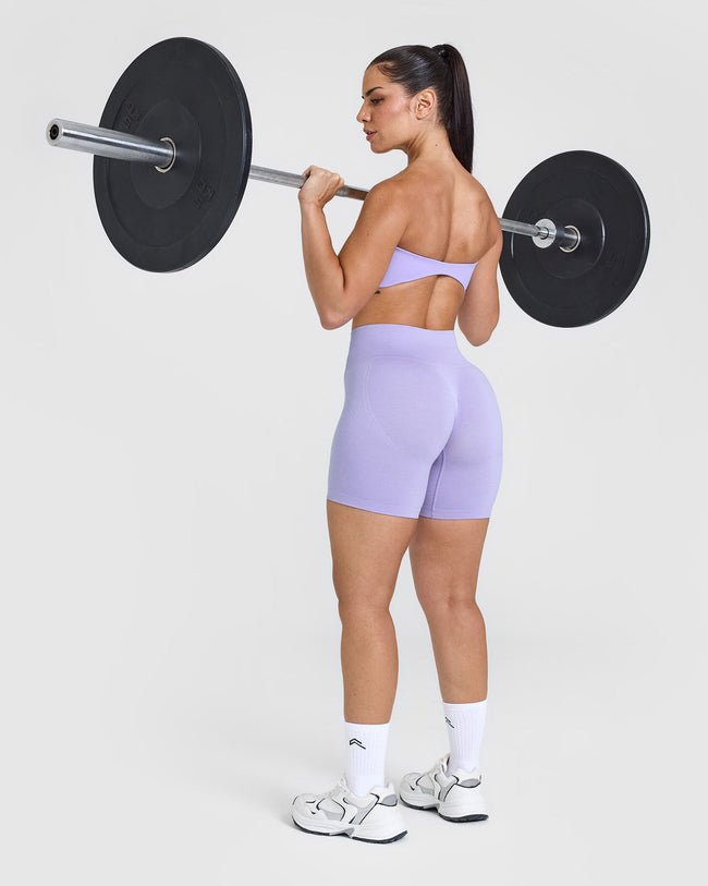 EffortlessLift™ Seamless Shorts with White Logo | Vintage Violet