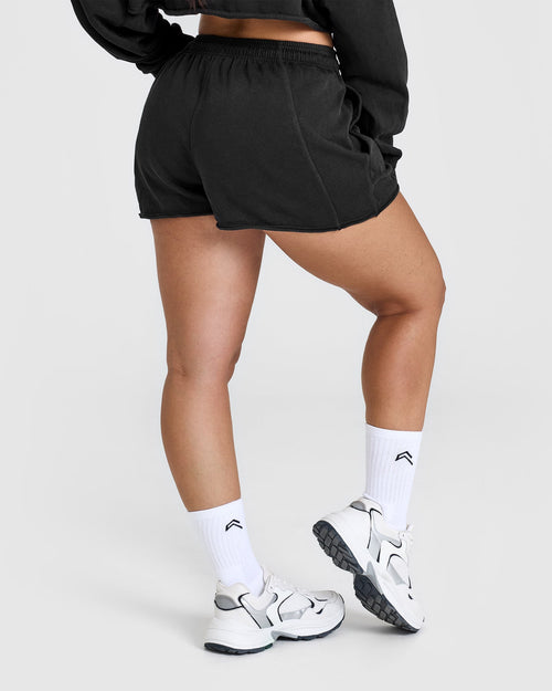 Raw Lounge Oversized Shorts with Graphic | Washed Black