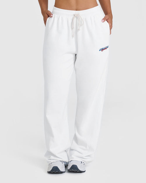 White Wide Leg Joggers with Graphic | Oner Active