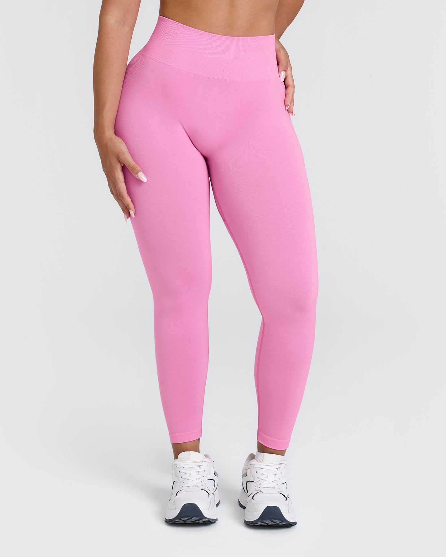 EffortlessLift™ Seamless Leggings with White Logo | Power Pink