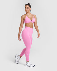 EffortlessLift™ Seamless Leggings with White Logo | Power Pink