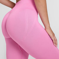 EffortlessLift™ Seamless Leggings with White Logo | Power Pink