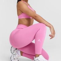 EffortlessLift™ Seamless Leggings with White Logo | Power Pink