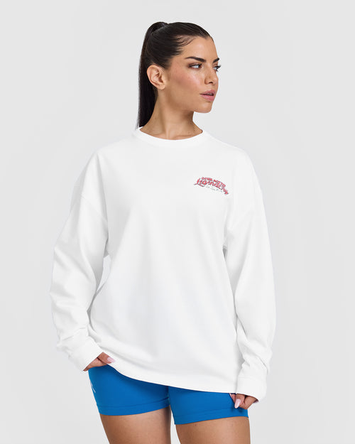 OA Tour Graphic Washed Long Sleeve Top | White