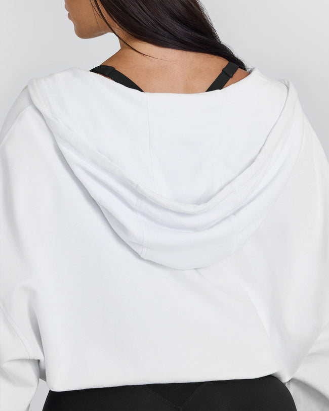 Raw Lounge Oversized Zip Through Hoodie Graphic White | Oner