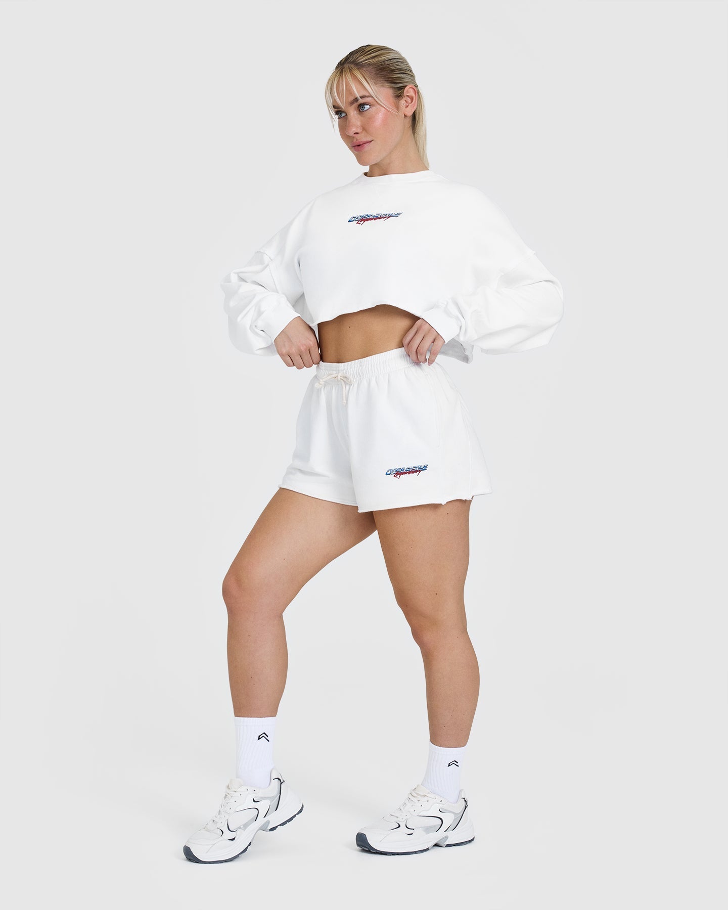 Raw Lounge Oversized Shorts with Graphic | White