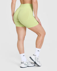EffortlessLift™ Seamless Shorts with White Logo | Pump Green
