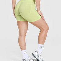 EffortlessLift™ Seamless Shorts with White Logo | Pump Green