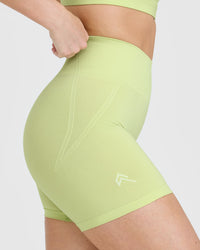 EffortlessLift™ Seamless Shorts with White Logo | Pump Green