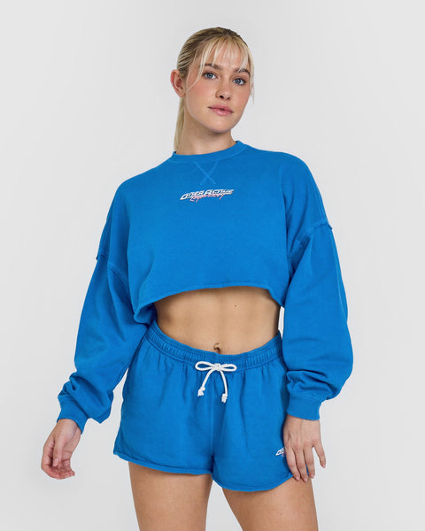 Blue cropped sweatshirt sale