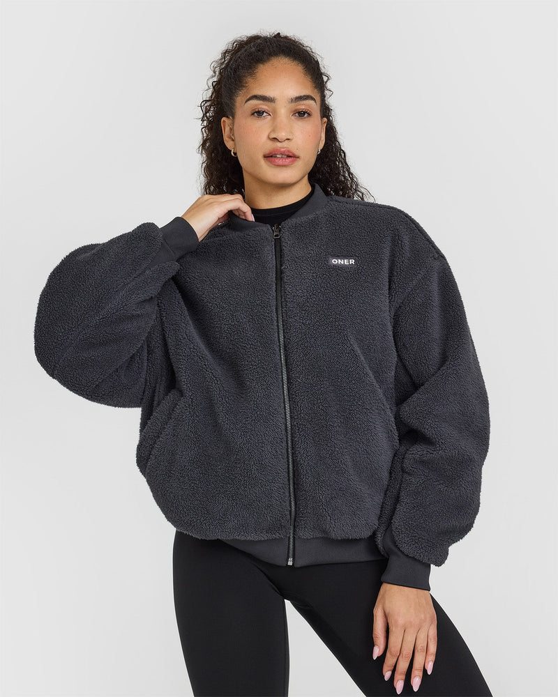 Women's Black Bomber Jacket Reversible | Oner Active